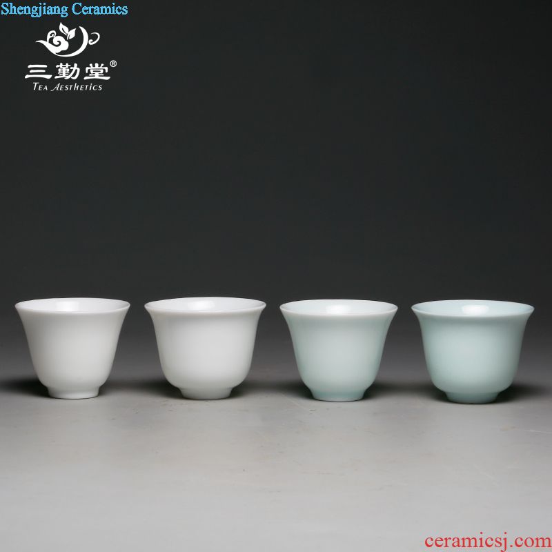 The three frequently kung fu tea cup sample tea cup jingdezhen ceramic celadon pastel chrysanthemum patterns suits S42051