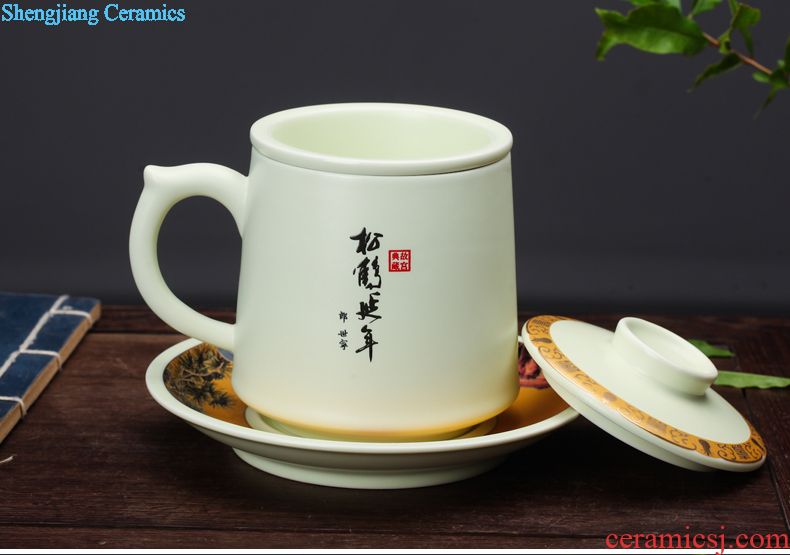 Jingdezhen ceramic cups with cover bone porcelain cup household porcelain bowl glass office meeting 10 only to custom