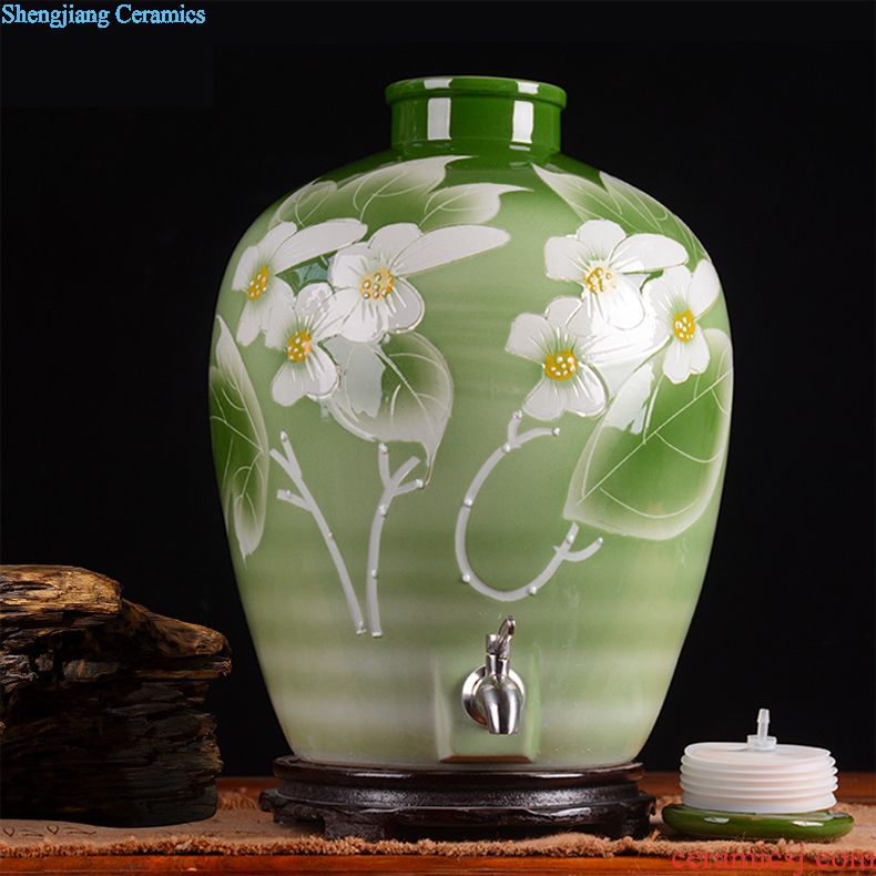 Jingdezhen ceramic jars bubble bottle with tap 10 jins 20 jins 30 jin wine 50 kg it sealed jar