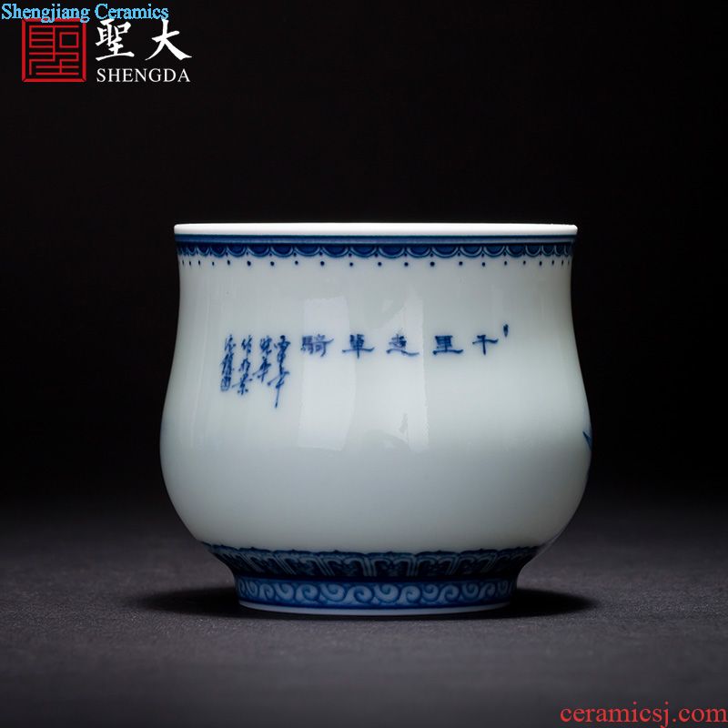 St the ceramic kung fu tea master cup gold base blue color ssangyong shou wen cup manual archaize of jingdezhen tea service