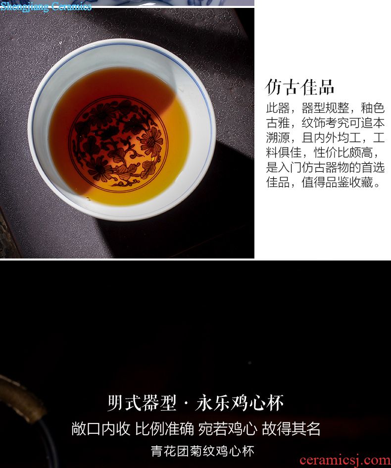 Santa teacups hand-painted ceramic kungfu pastel suits Chinese zodiac sample tea cup handiwork of jingdezhen tea service