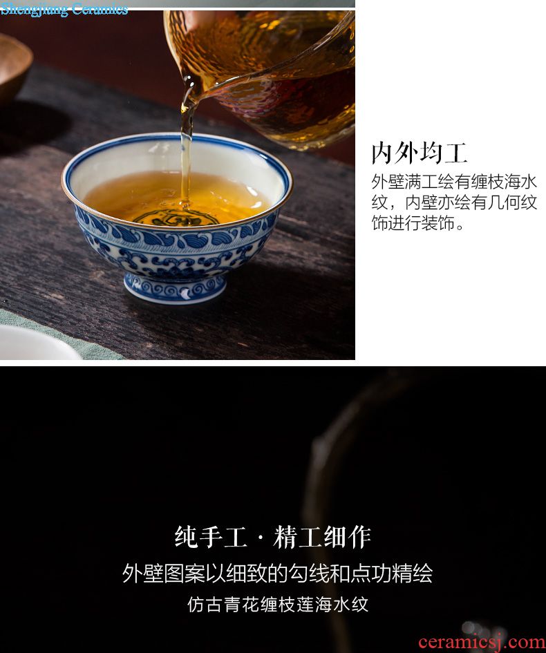 Holy big ceramic tea pot heavy hand draw colour flower caddy wake receives jingdezhen blue and white tea accessories