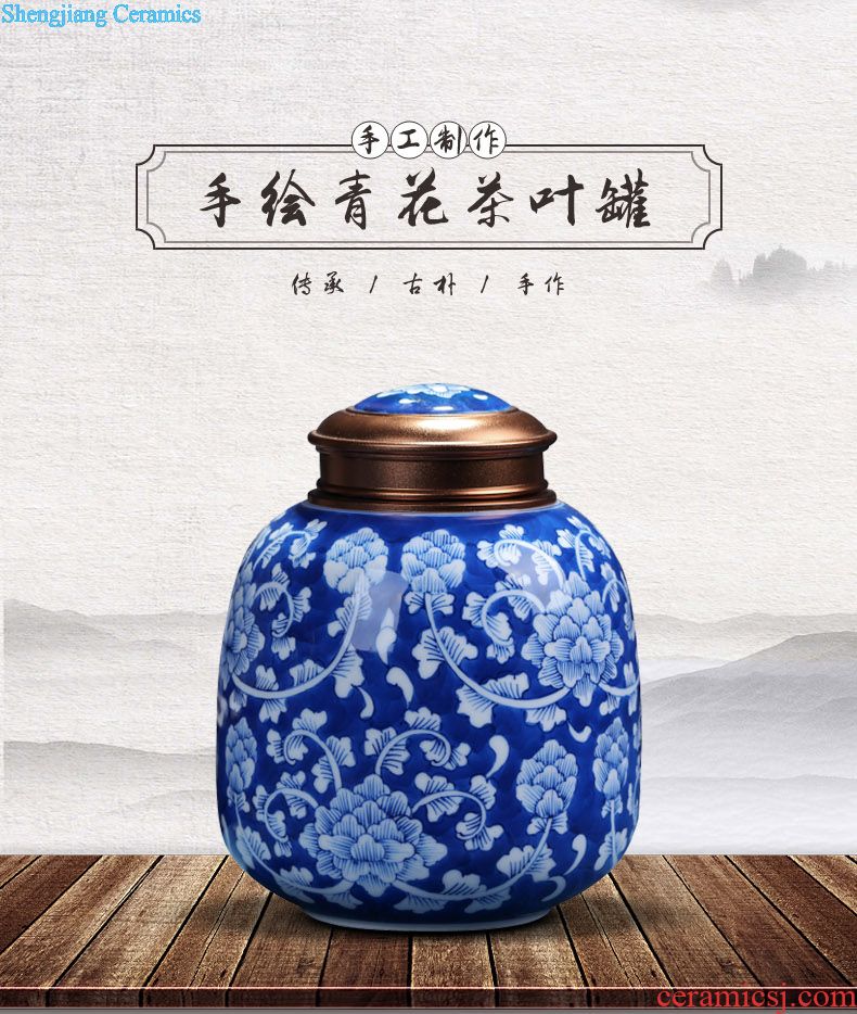 Jingdezhen ceramic tea cake tea gift box packaging household tea pot seal pot storage tank