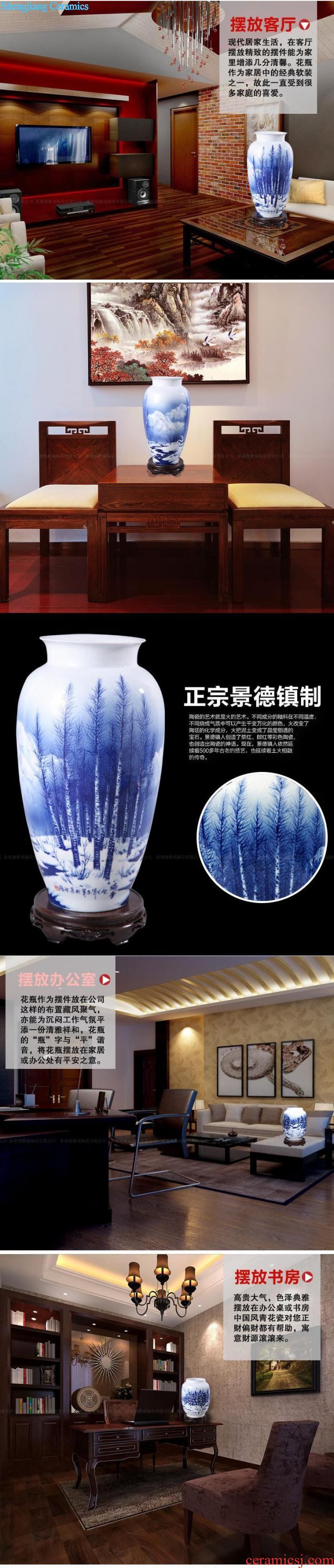 Jingdezhen ceramic hollow vase modern furnishing articles vase ou type TV ark creative porch decoration of Chinese style