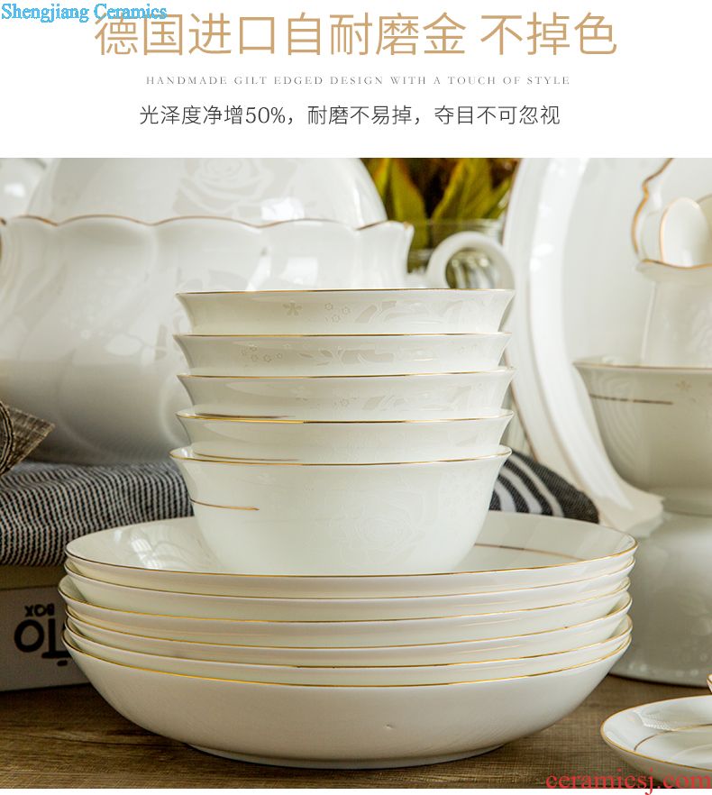 Dishes suit household jingdezhen bowls daily bone bone porcelain tableware suit ceramic dishes gifts at home