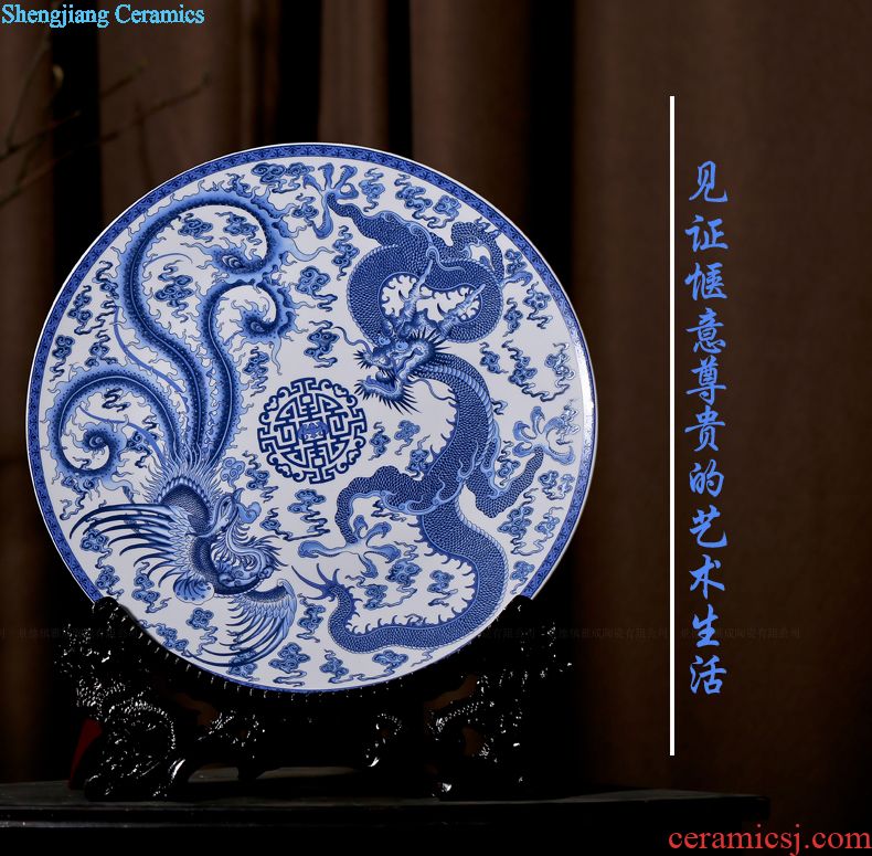 Modern Chinese jingdezhen ceramics art hanging dish big porcelain furnishing articles home plate handicraft ornament