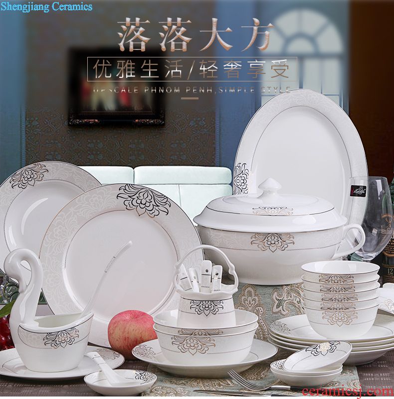 Dishes suit home dishes jingdezhen ceramic tableware Korean dishes with Chinese style set bowl plate combination bowl of gifts