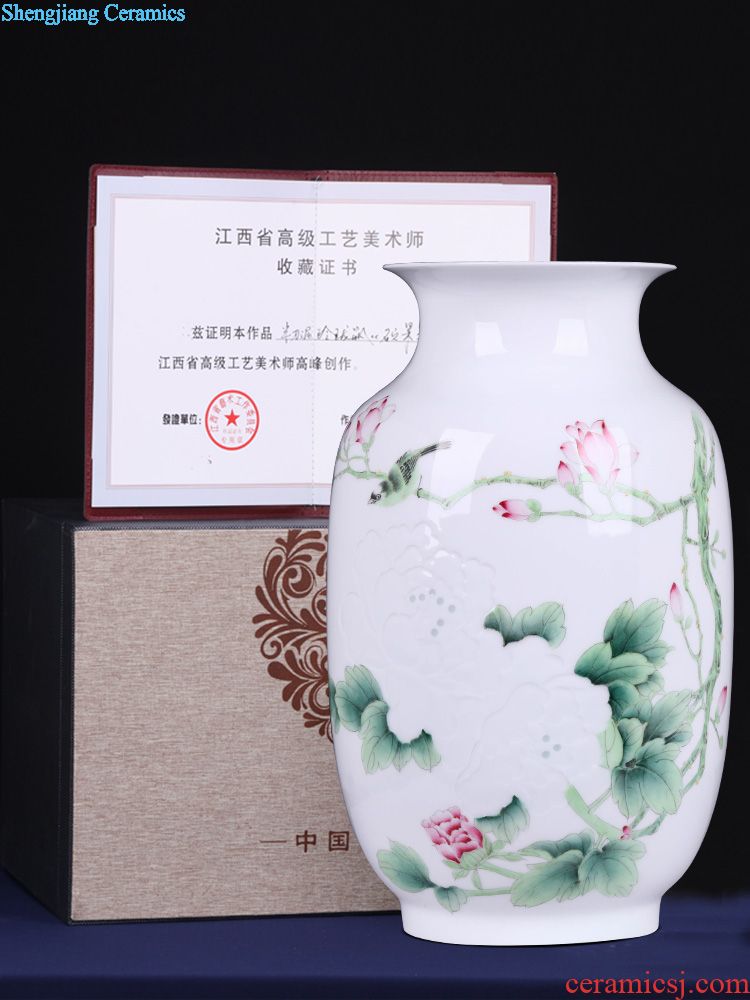 Jingdezhen hand-painted vases, flower arranging new Chinese style household ceramics handicraft sitting room porch ark adornment furnishing articles