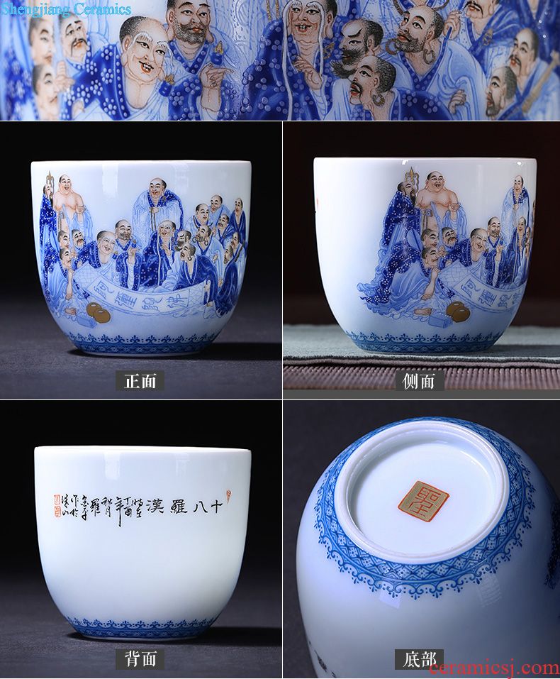 Santa teacups hand-painted ceramic kung fu new color landscape four scene - cup master cup sample tea cup set of jingdezhen tea service