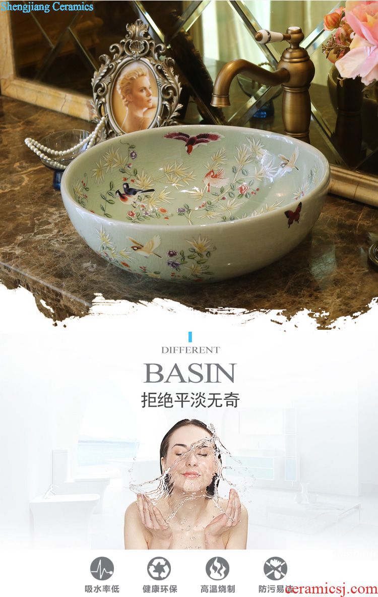 Jingdezhen 35 cm ceramic art basin small hutch defends the sink basin lavatory basin cream-colored potholes on stage