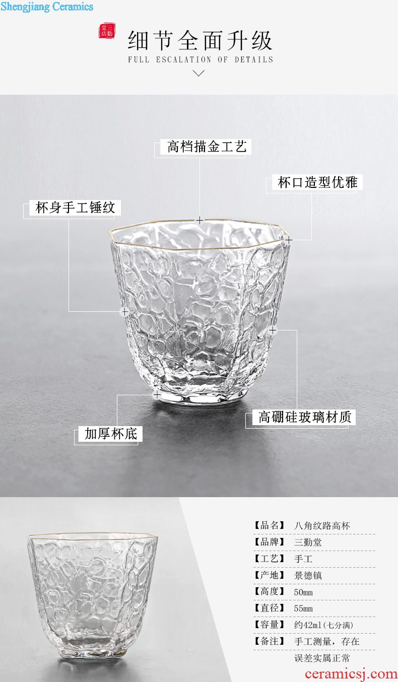 The three regular caddy kwai grain square seal pot jingdezhen household small tea to wake S51034 POTS of tea storehouse