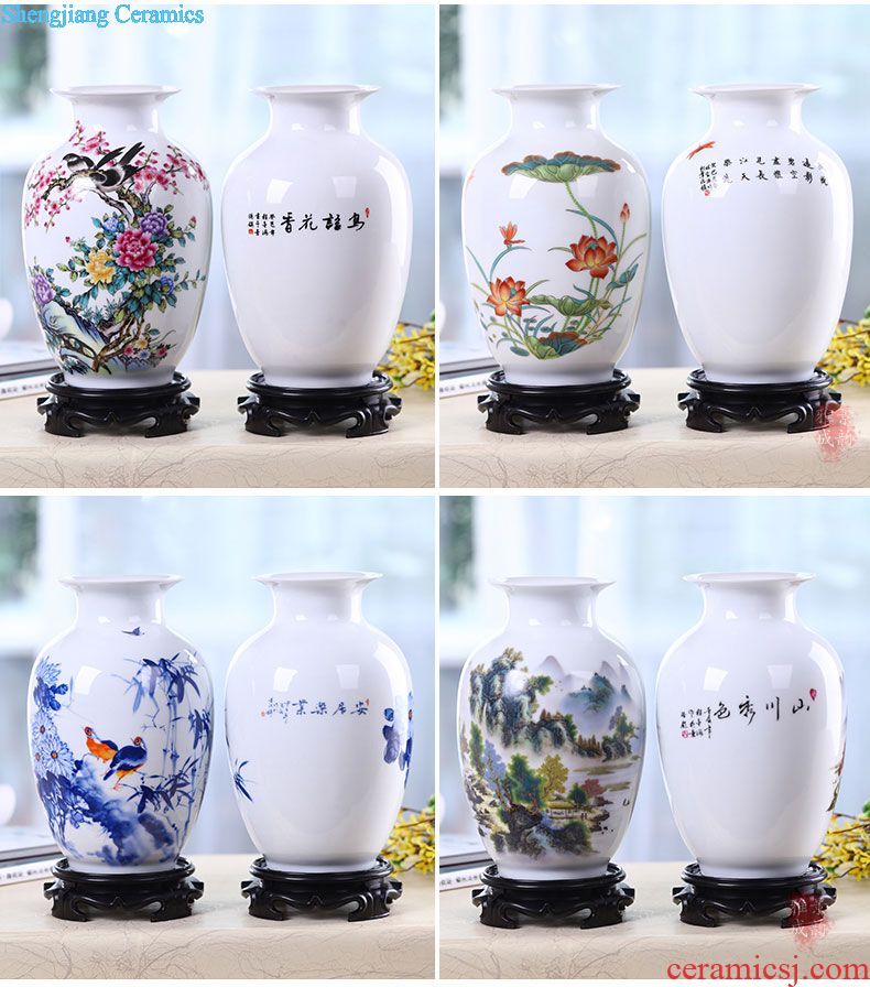 Jingdezhen ceramics hand-painted lotus rhyme famille rose porcelain vase sitting room place, famous master of decorative arts