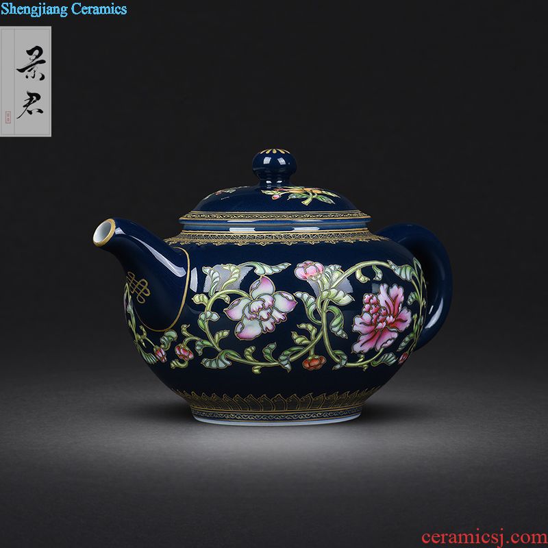 Jingdezhen hand-painted enamel teapot JingJun bound branches like a teapot kung fu tea pot home little teapot