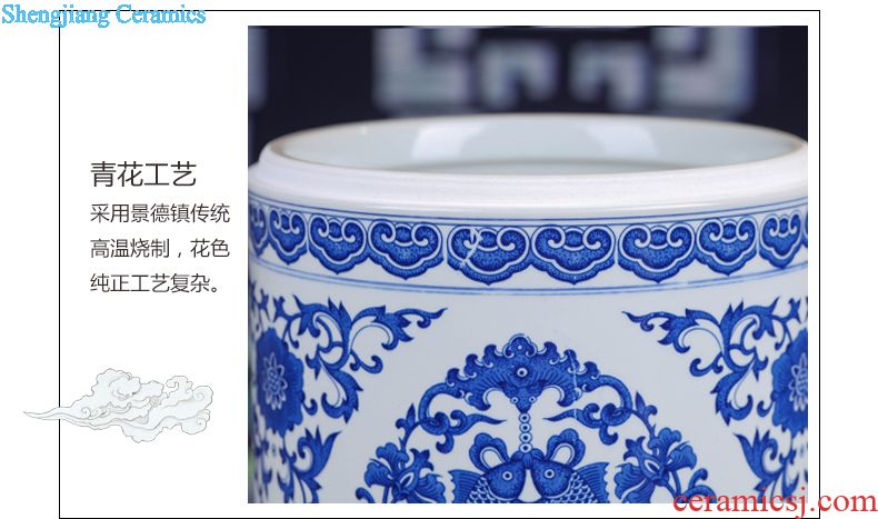 Jingdezhen blue and white celadon ceramics retro puer tea cake tin POTS large tea caddy gift box packaging