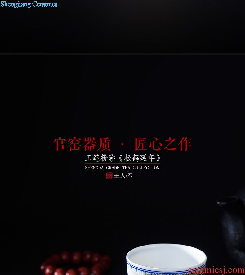 Santa yongzheng collection owner level teacups hand-painted glass alum red paint sample tea cup jingdezhen all hand tea set