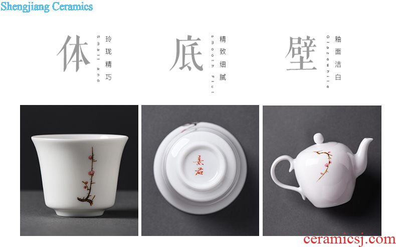 Jingdezhen ceramic kung fu tea tureen pure manual hand draw three cups to tureen tea bowl GaiWanCha cups