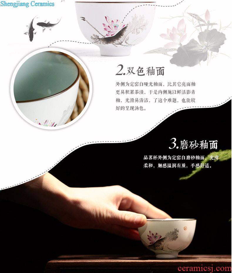 Three frequently kung fu tea cups Jingdezhen ceramic masters cup single cup tea set personal handmade sample tea cup a cup