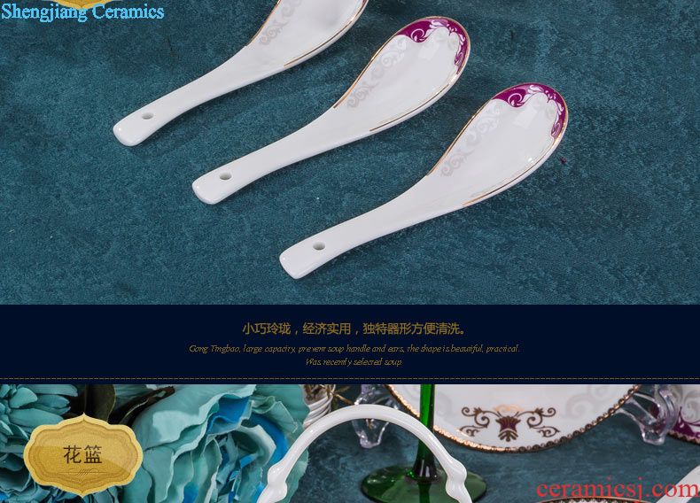 Dishes suit of jingdezhen ceramic tableware of Chinese style is contracted and pure and fresh household bowl of compact bone porcelain tableware suit of ikea