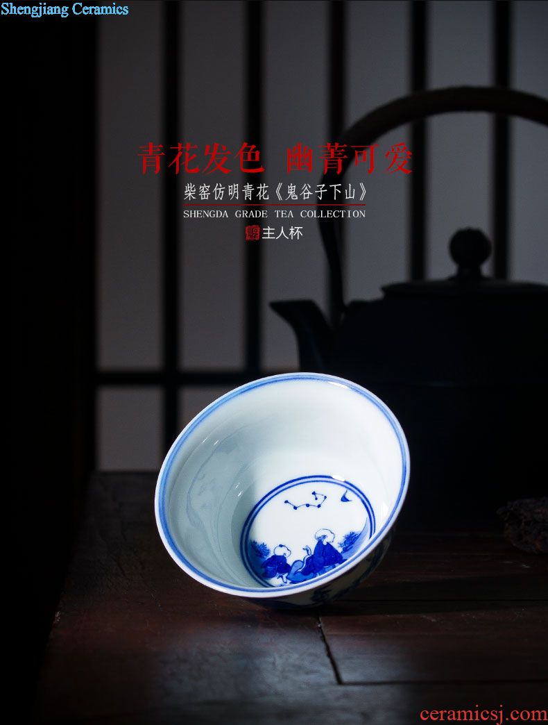 Santa kunfu tea sample tea cup hand-painted ceramic powder enamel of the republic of China have eight old set of jingdezhen tea service master cup