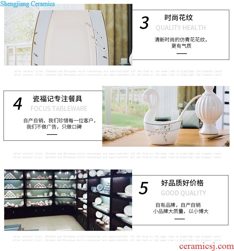 Jingdezhen ceramic tableware dishes suit European household 6 people get married for four sets of bowl housewarming gift ikea bowl