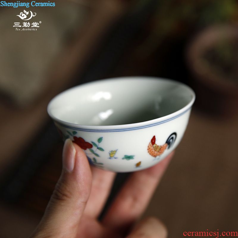 Three frequently masters cup tea cups Jingdezhen ceramic kung fu tea set manual pick flowers individual sample tea cup S42179