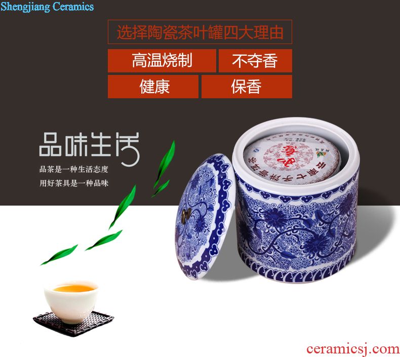 Jingdezhen ceramics pu 'er tea pot tea tea cake box domestic large-sized ceramic tea seal pot