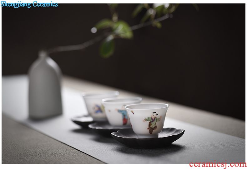 Hand-painted JingJun jingdezhen ceramics powder enamel design phoenix single hand tea cup cup host blue and white