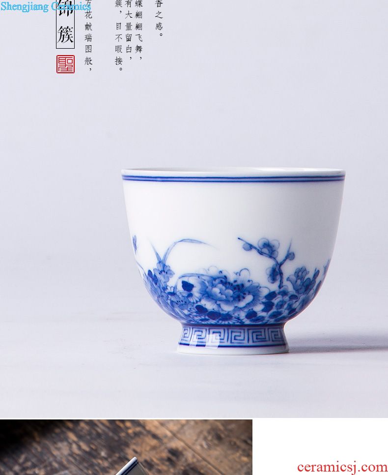 St the ceramic kung fu tea master cup hand-painted pastel sample tea cup all hand jingdezhen tea set gift in the year of dog