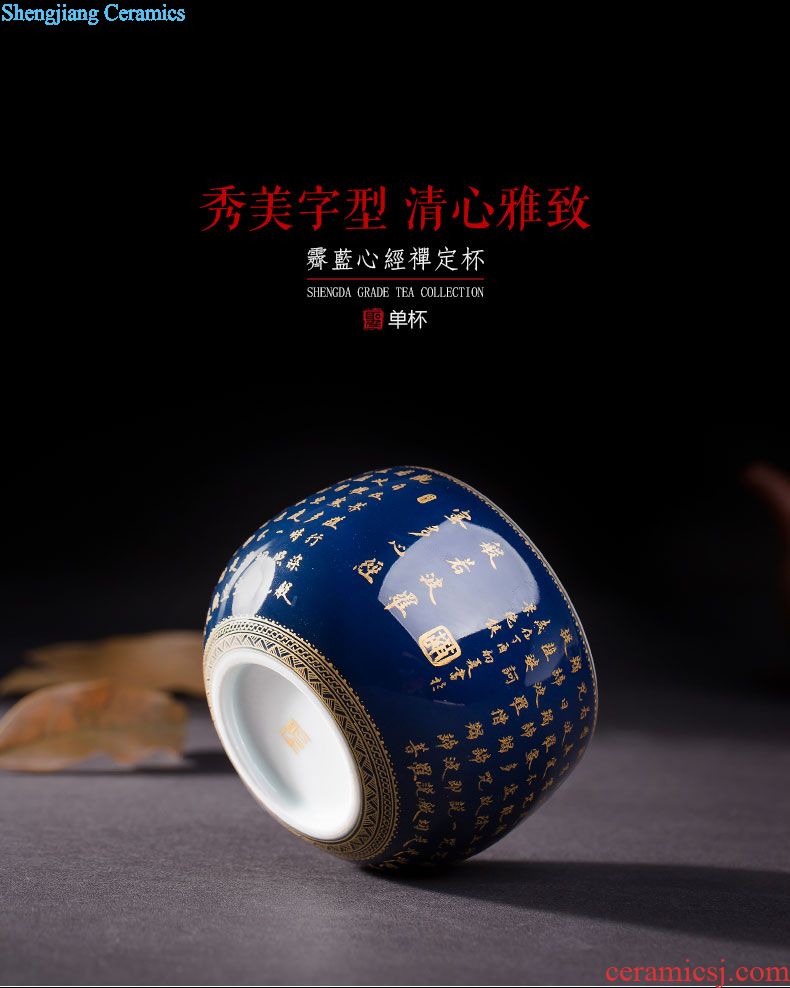 Santa hand-painted ceramic kung fu tea tea maintain five kirin master light hand, jingdezhen blue and white tea