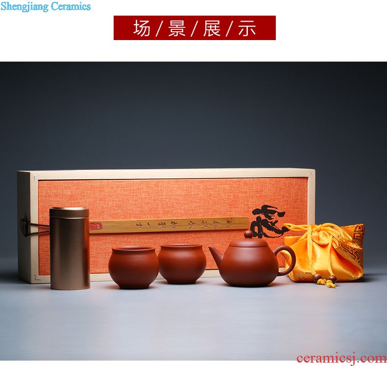 Three frequently hall kiln ceramic tea pot Jingdezhen tea set mini POTS sealed S51049 portable travel