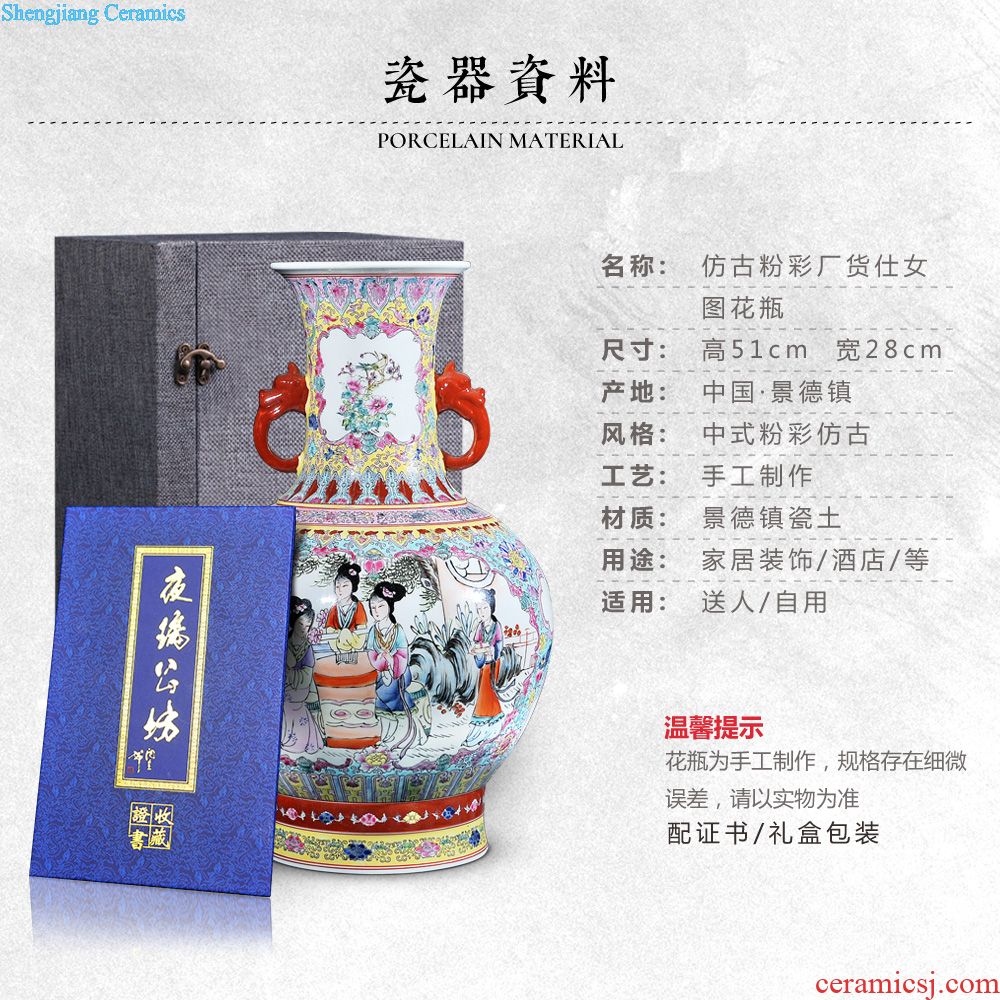 Jingdezhen ceramics furnishing articles hand-painted peony vase of blue and white porcelain decoration new Chinese style household study process