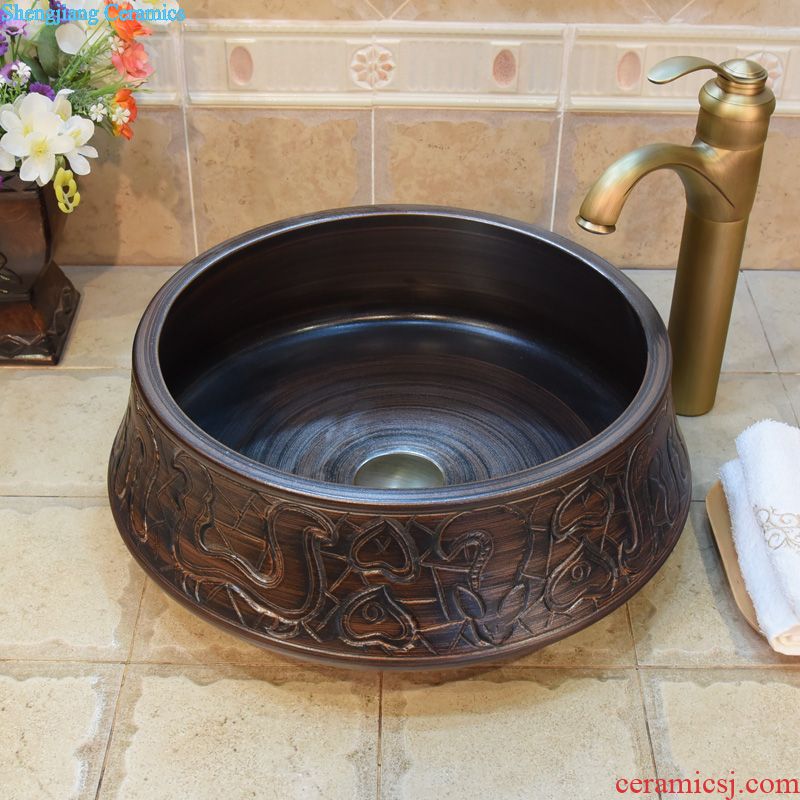 JingYuXuan jingdezhen ceramic lavatory sink basin basin art stage basin straw jump cut threads