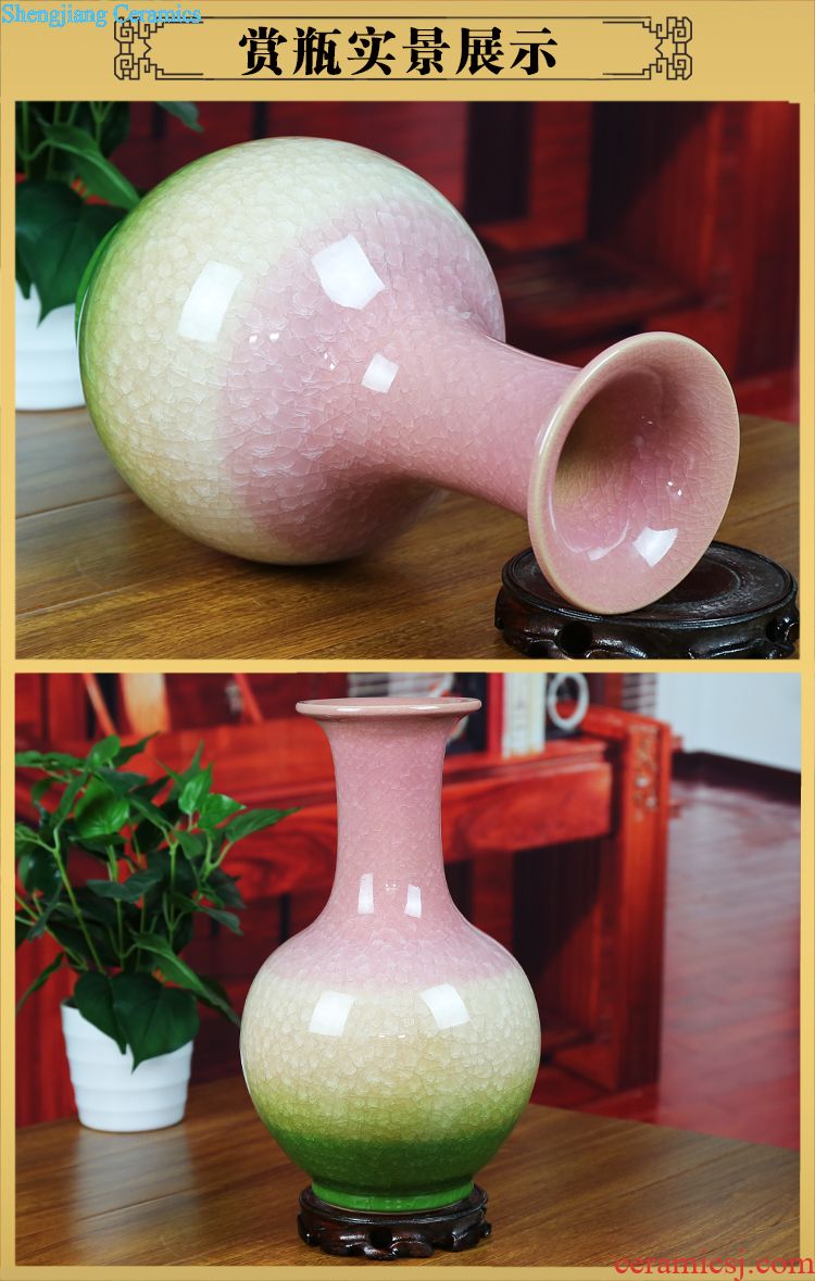 Jingdezhen ceramics hollow-out pastel floret bottle furnishing articles contemporary and contracted sitting room home decoration wedding gift