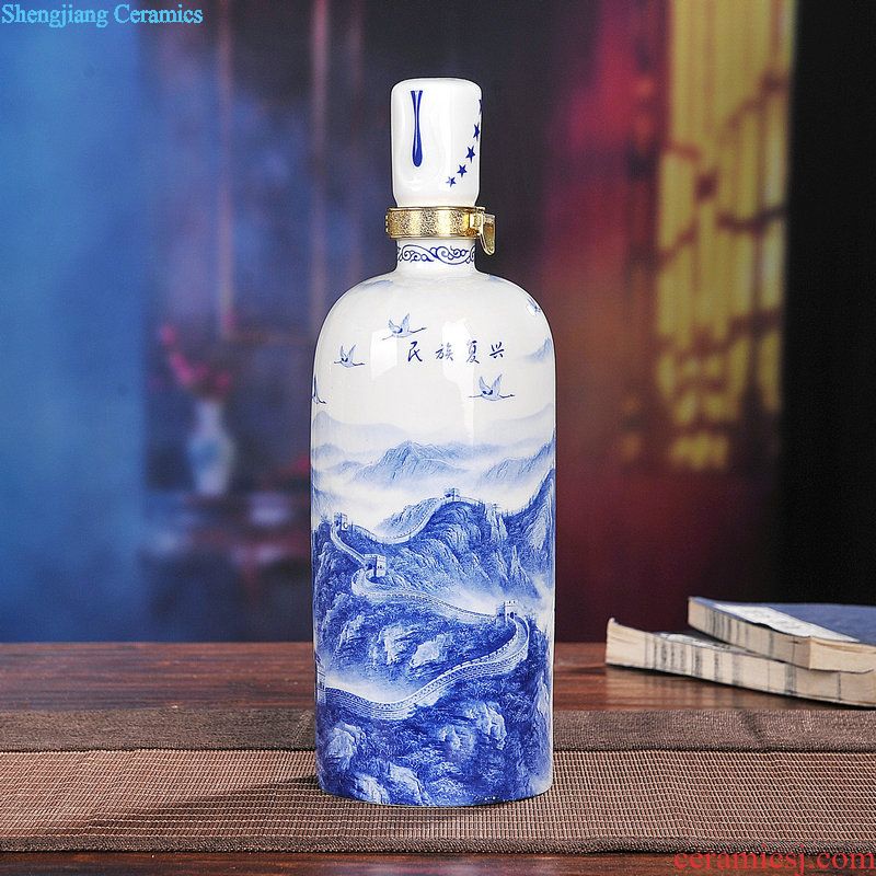 Jingdezhen ceramic bottle 1 catty household adornment liquor jugs of sealing bottle it 5/10 kg jars