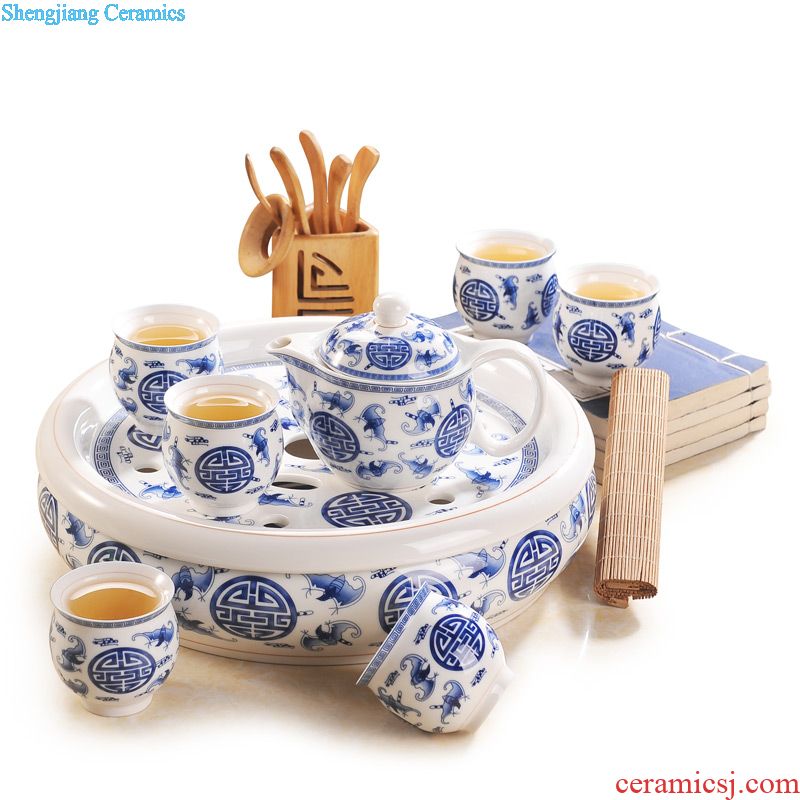 Blower, kung fu tea set Chinese blue and white porcelain of jingdezhen ceramic cup tea tray contracted teapot