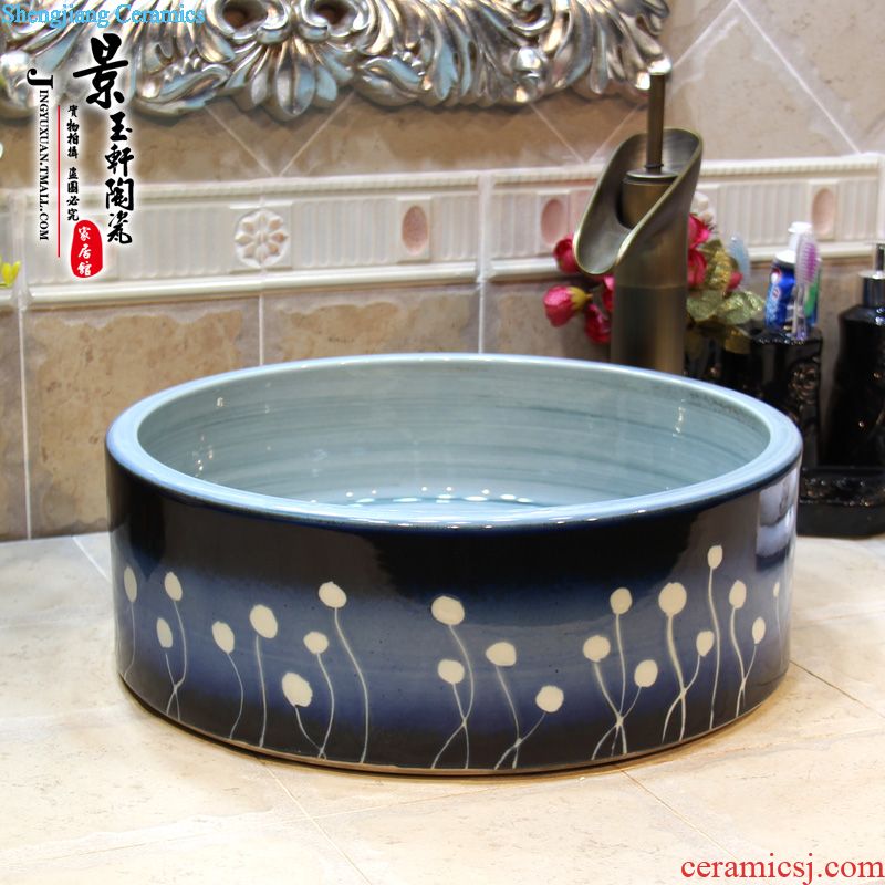 Jingdezhen ceramic lavatory basin basin art on the sink basin water straight frosted lotus flower