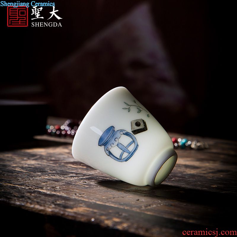 Holy big ceramic kung fu masters cup hand-painted porcelain cups landscape cup all hand bell jingdezhen tea cup