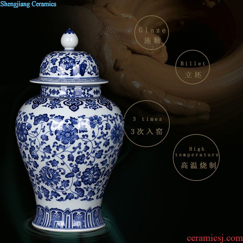 Jingdezhen porcelain jade ice crack crystal color glaze vase modern classical handicraft furnishing articles in the living room