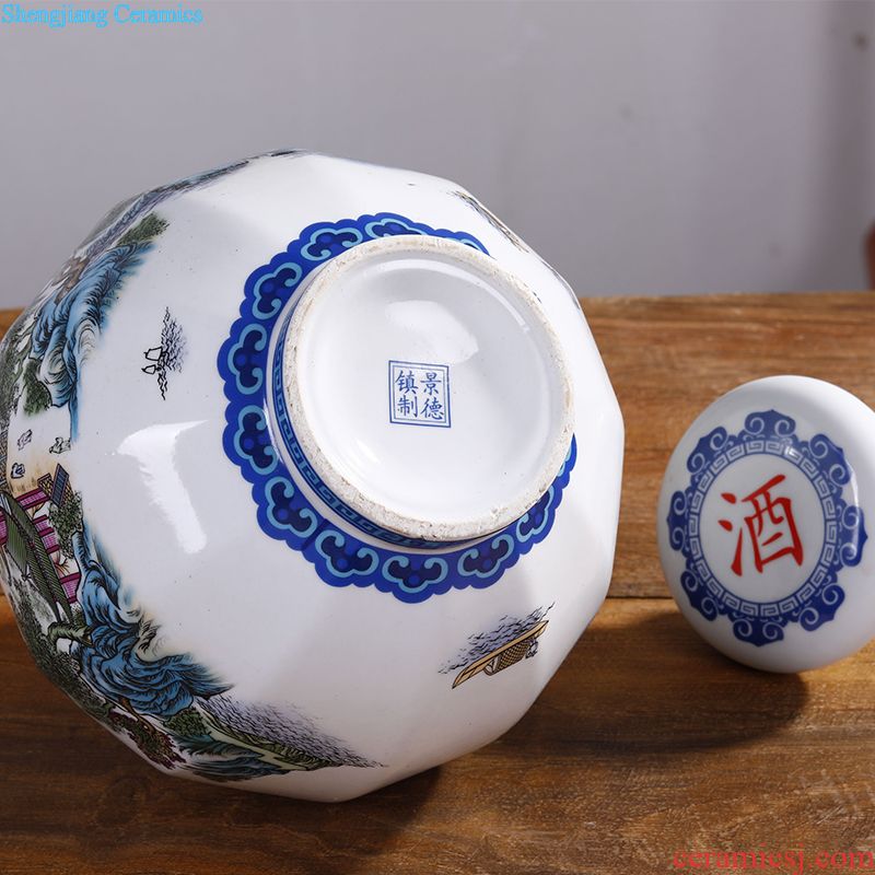 Jingdezhen ceramic bottle 1/3/5/10 jins to household antique green glaze sealing empty wine bottles of wine jars