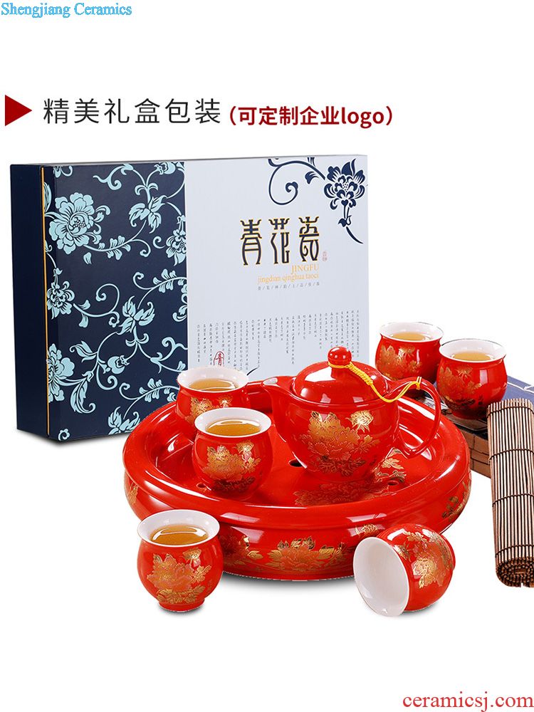 Your kiln was suit household contracted jingdezhen ceramic open the slice your porcelain teapot teacup of a complete set of Chinese kung fu