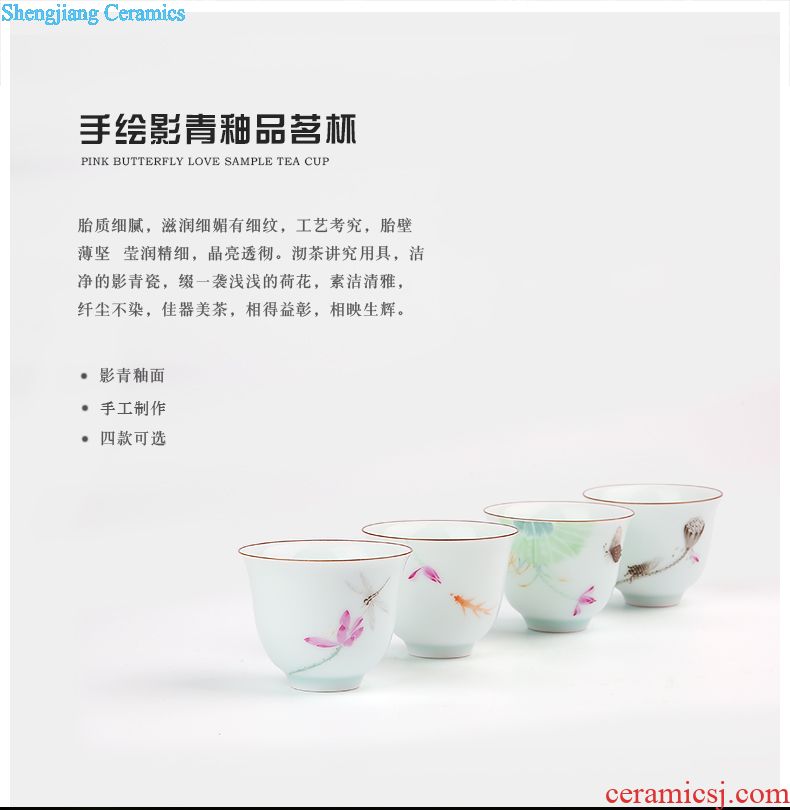 Three frequently covered bowl of blue and white porcelain tea cups Jingdezhen ceramic large kung fu tea set three hand-painted tea bowl to bowl