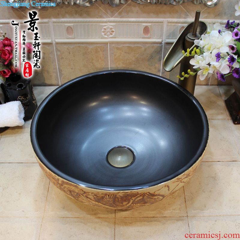 Jingdezhen JingYuXuan ceramic wash basin stage basin sink art basin basin straight carpet of flowers