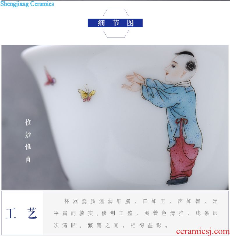 Hand-painted JingJun jingdezhen ceramics powder enamel design phoenix single hand tea cup cup host blue and white