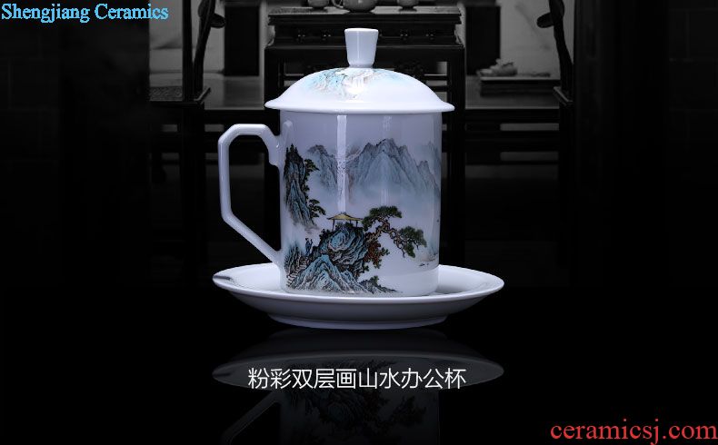 Holy big ceramic kung fu tea sample tea cup blue and white porcelain painting of flowers and chrysanthemum patterns cup set cup of jingdezhen tea service master