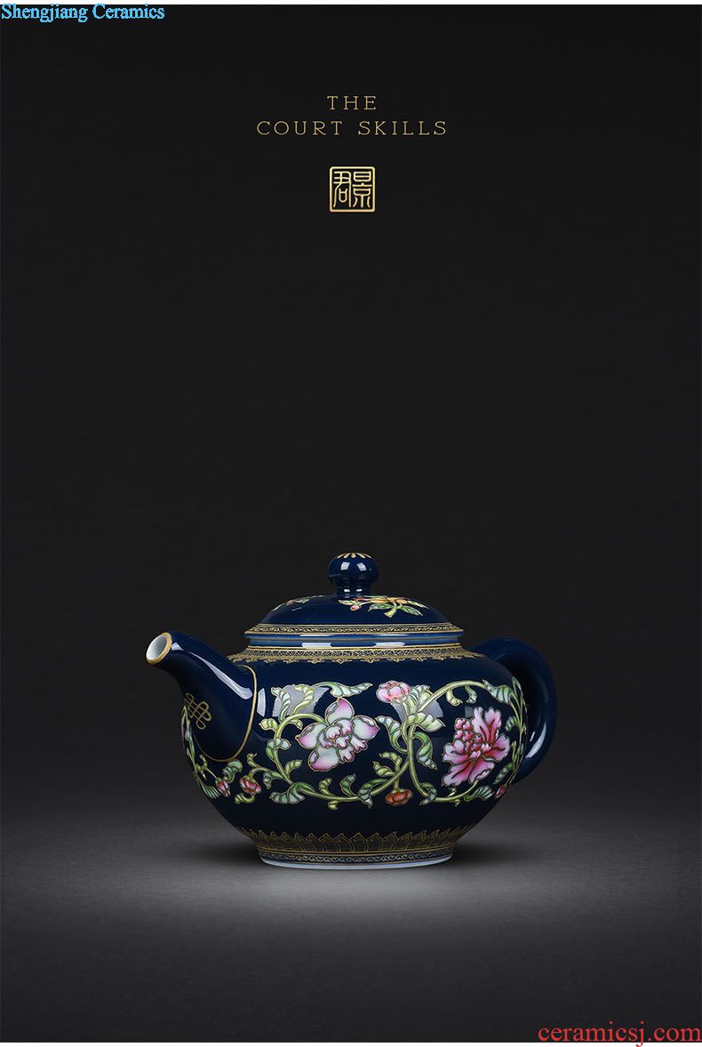 Jingdezhen hand-painted enamel teapot JingJun bound branches like a teapot kung fu tea pot home little teapot