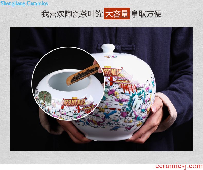 Jingdezhen ceramic cake tea cake the seventh, peulthai the large tea caddy household box seal pot