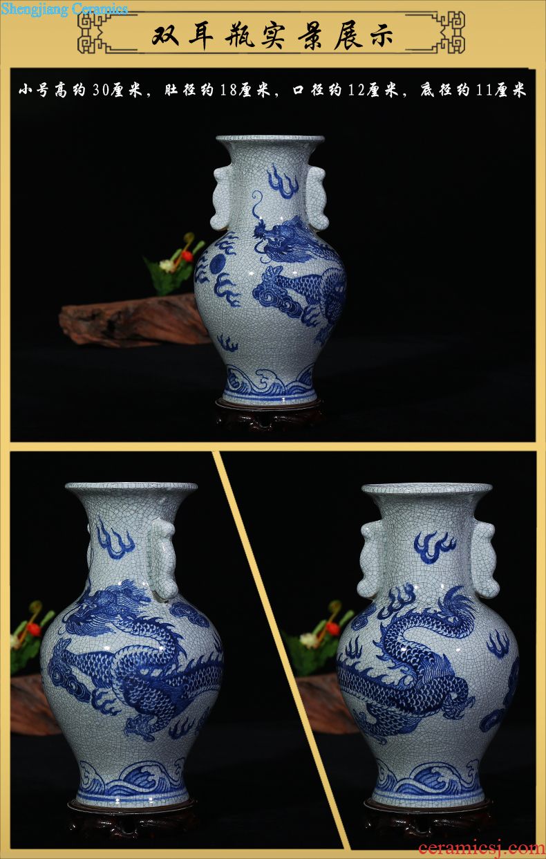 Imitation of jingdezhen ceramics kiln on vase classical modern home sitting room adornment handicraft furnishing articles large