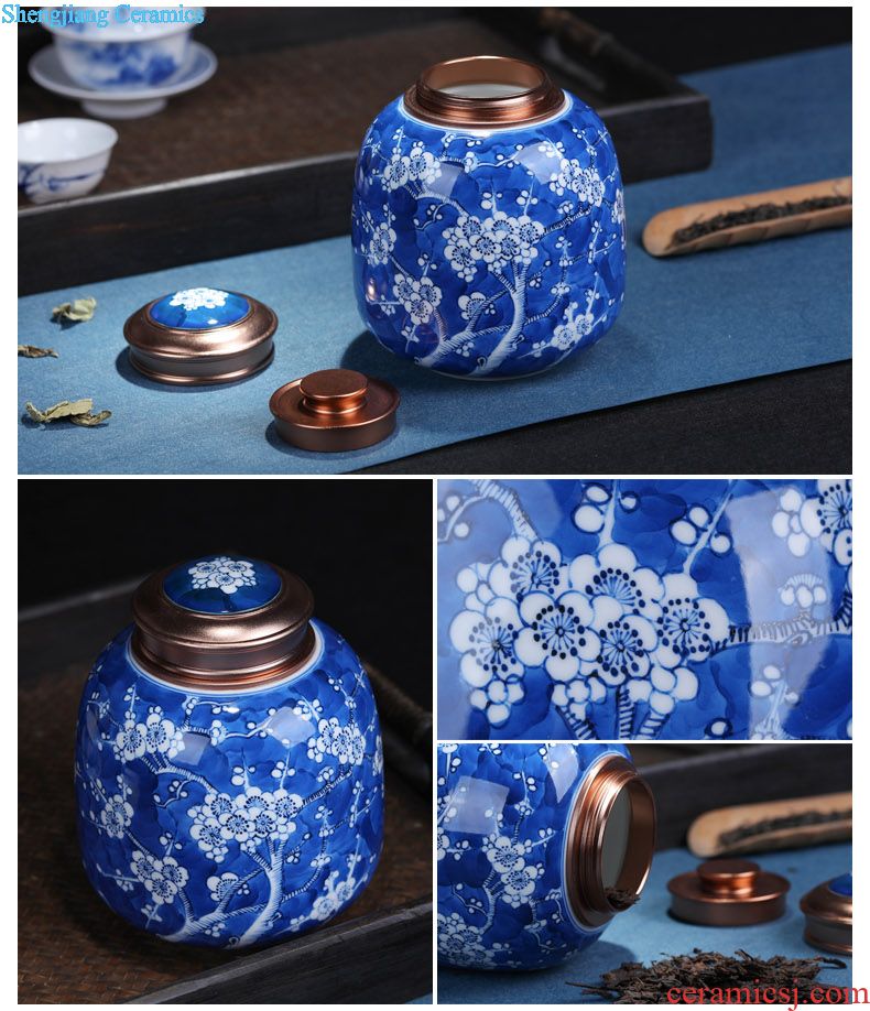 Jingdezhen ceramic tea cake tea gift box packaging household tea pot seal pot storage tank