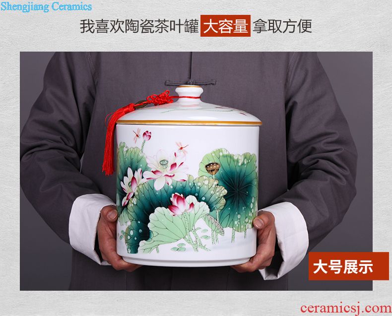 Jingdezhen ceramic grain storage tank food grains, sealed cans household caddy receive a case storage tanks