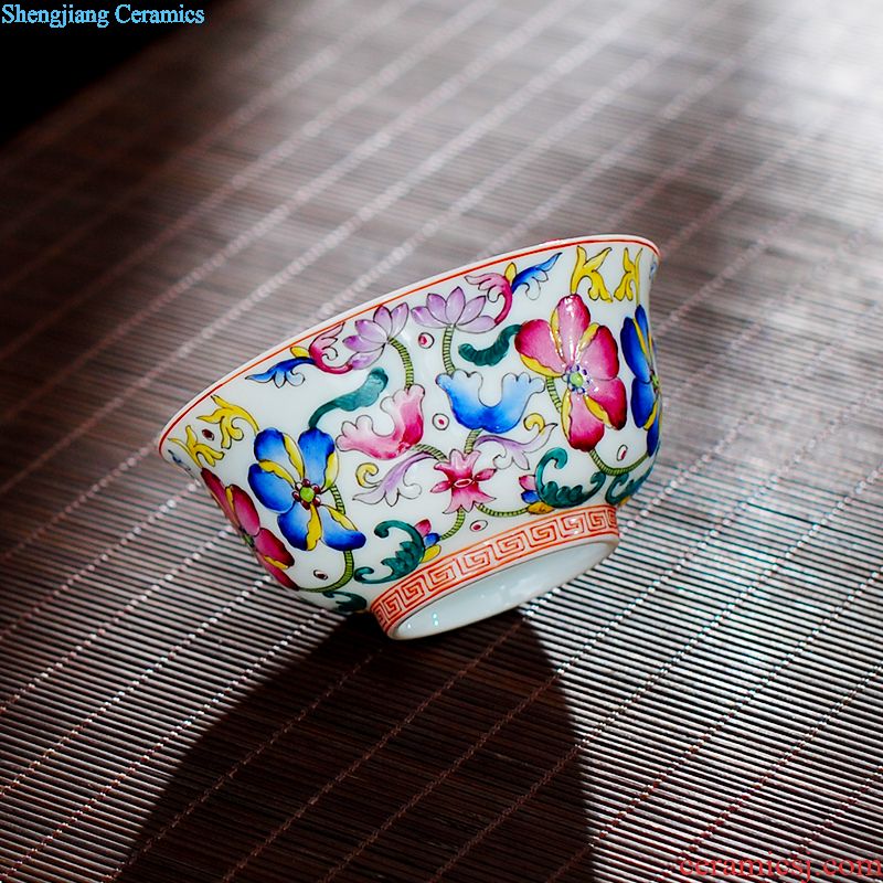 Jingdezhen tea masters cup ceramic kung fu tea cup Hand painted colored enamel cups individual sample tea cup